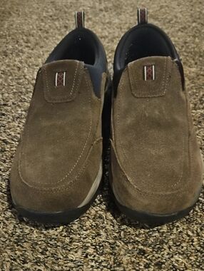 St. John's Bay Brown Suede Slip-On Loafers with Dark Trim
